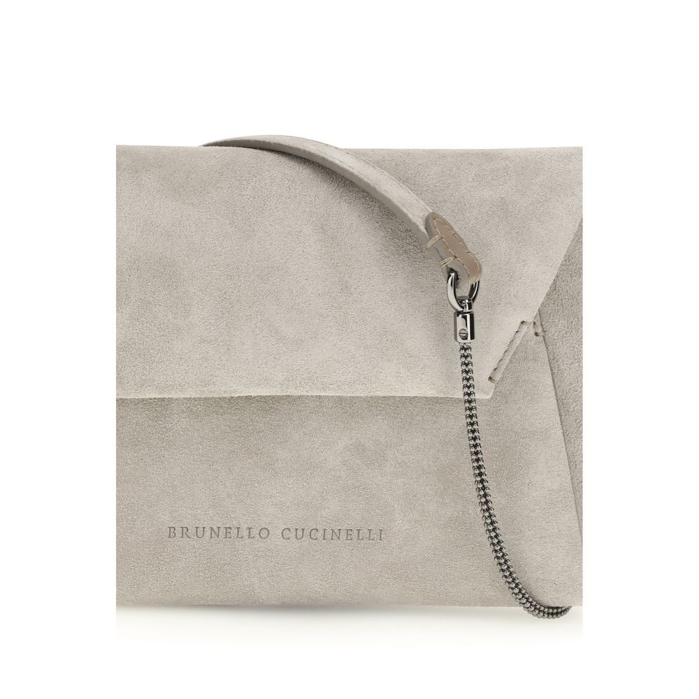 Brunello Cucinelli Grey Bos Taurus Calfskin Shoulder Bag-4