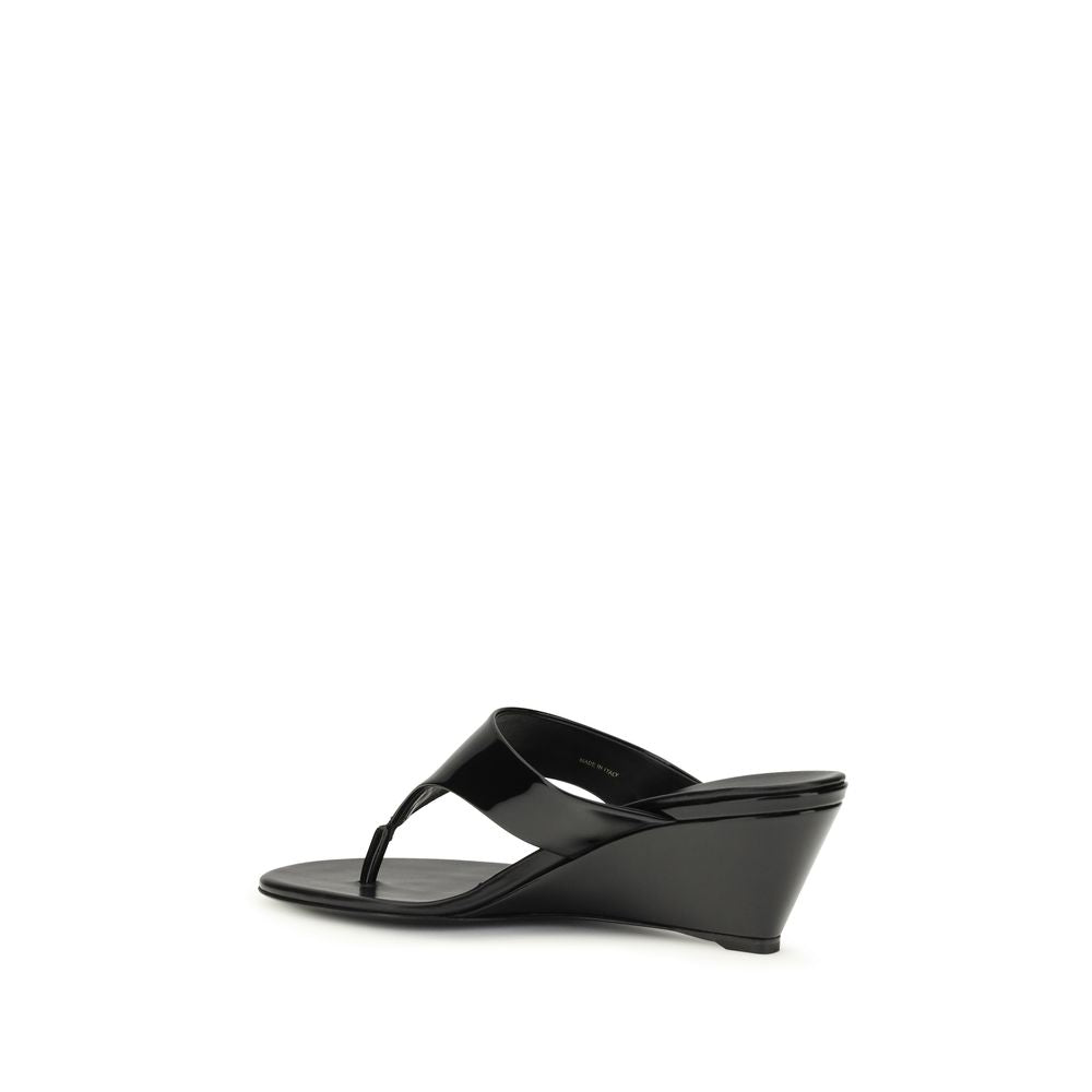 Prada Schwarze Keilabsatz-Sandalen aus Kalbsleder Bos Taurus-3