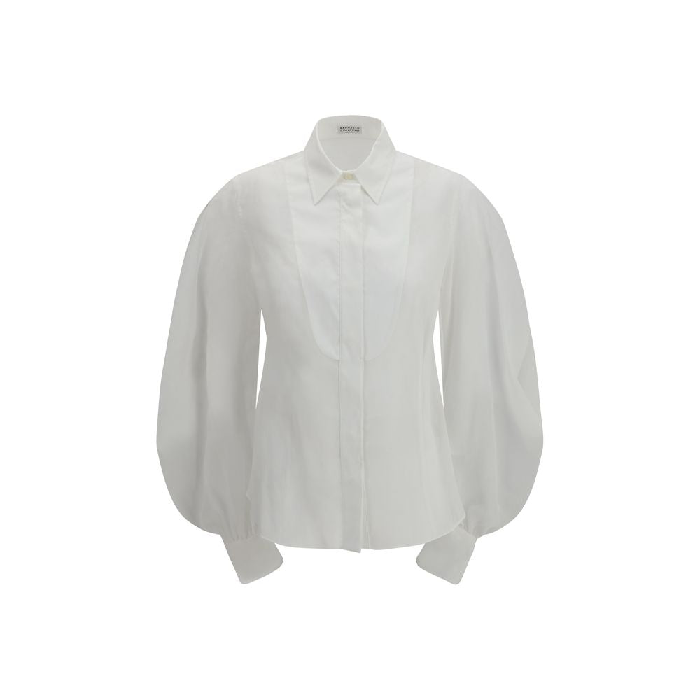 Brunello Cucinelli White Cotton Blouse-1