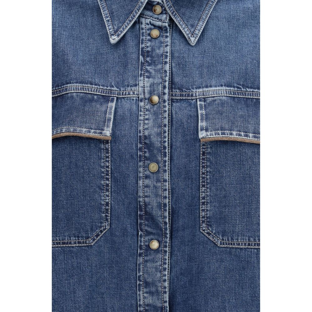 Brunello Cucinelli Blue Denim Shirt-3