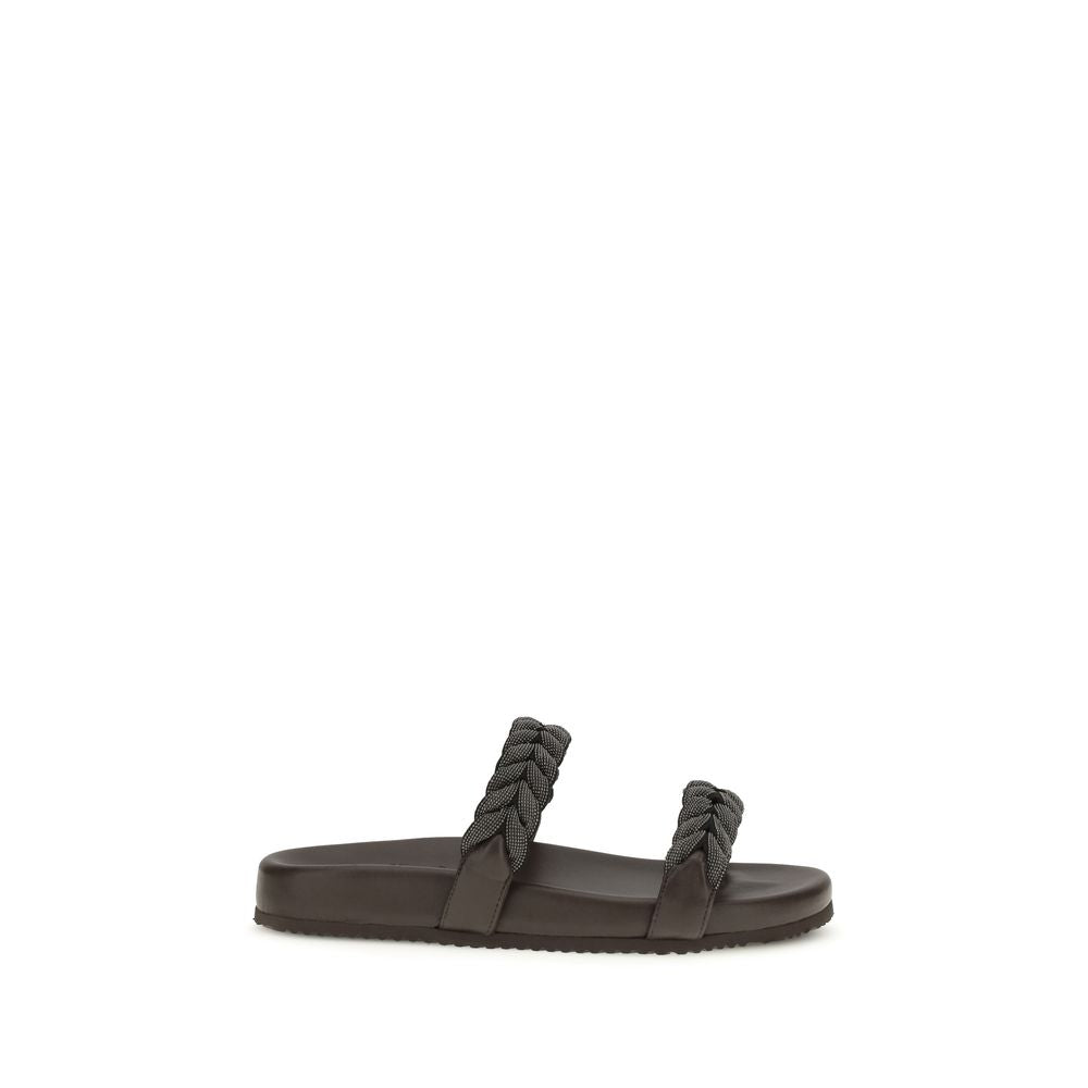 Brunello Cucinelli Braune Kalbsleder-Sandalen Bos Taurus