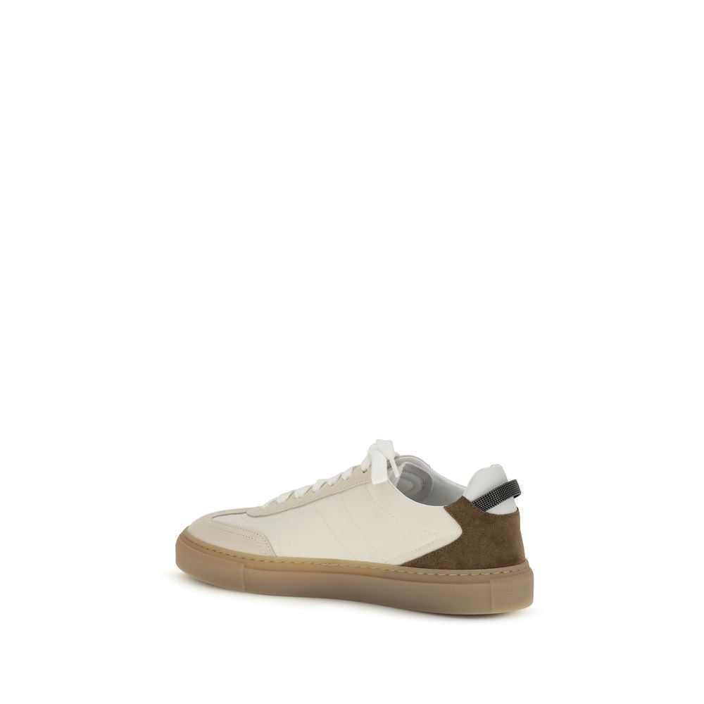 Brunello Cucinelli Beige Calf Leather Bos Taurus Low Top Sneakers-3