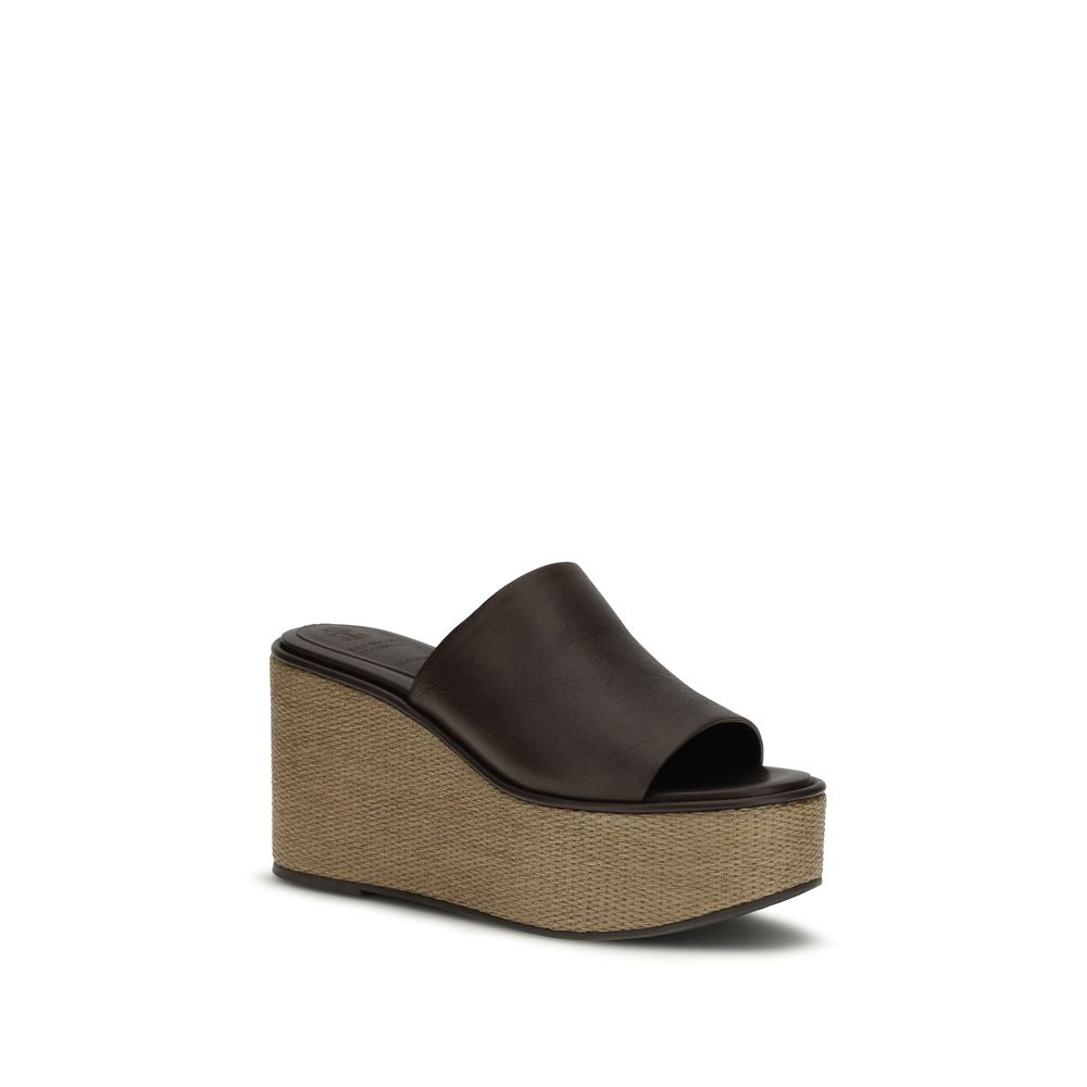 Brunello Cucinelli Brown Bos Taurus Calfskin Platform Sandals-2