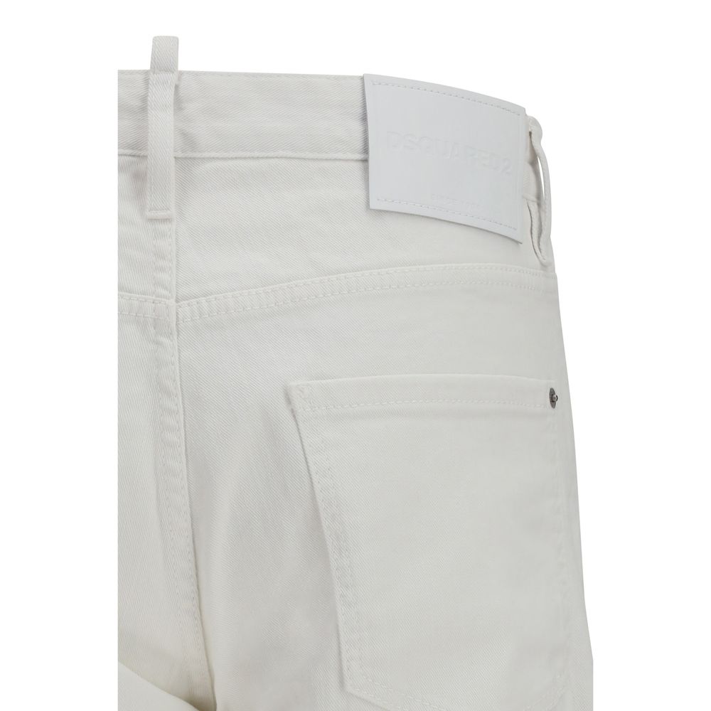 Dsquared² White Cotton Denim Jeans-3