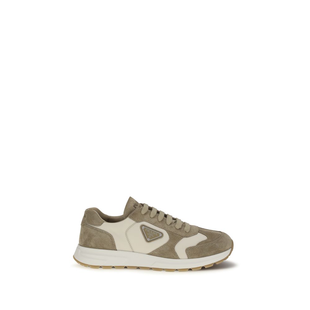 Prada Beige Calf Leather Bos Taurus Athletic Sneakers-1