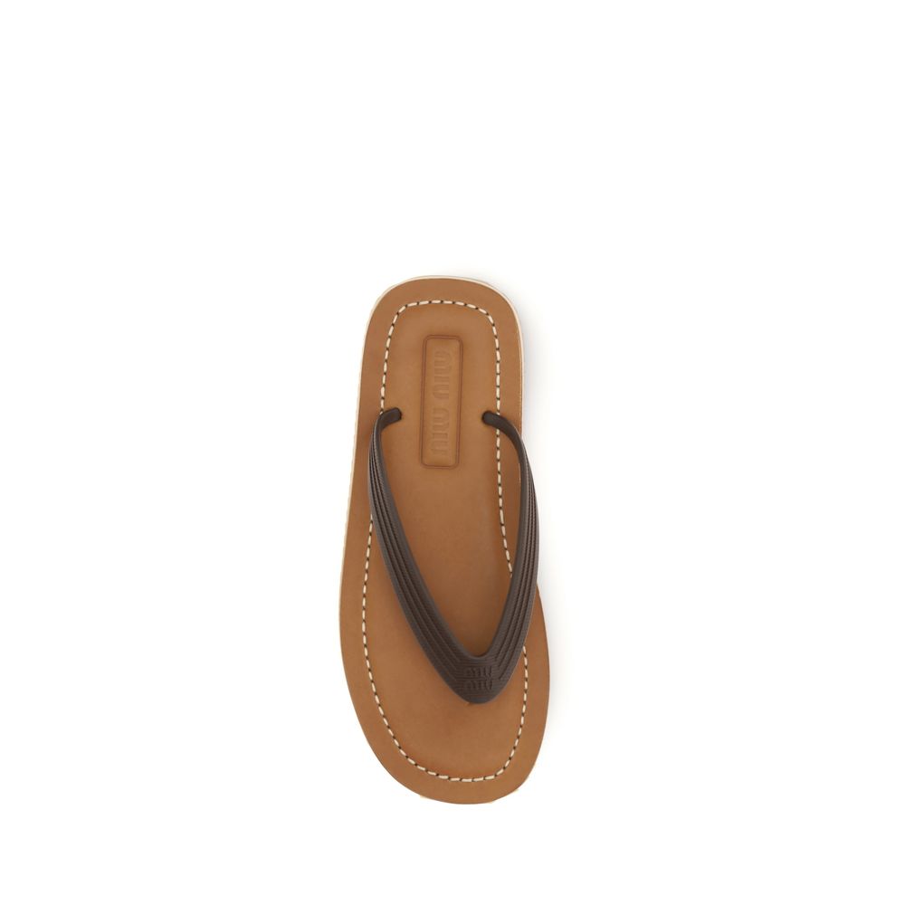 Miu Miu Braune Kalbsleder-Sandalen Bos Taurus-4