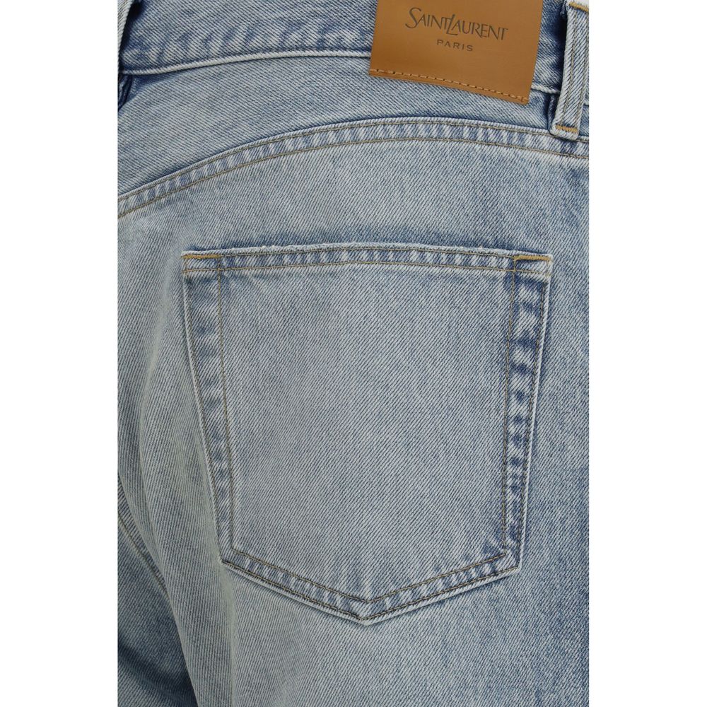 Saint Laurent blue cotton straight leg jeans-3