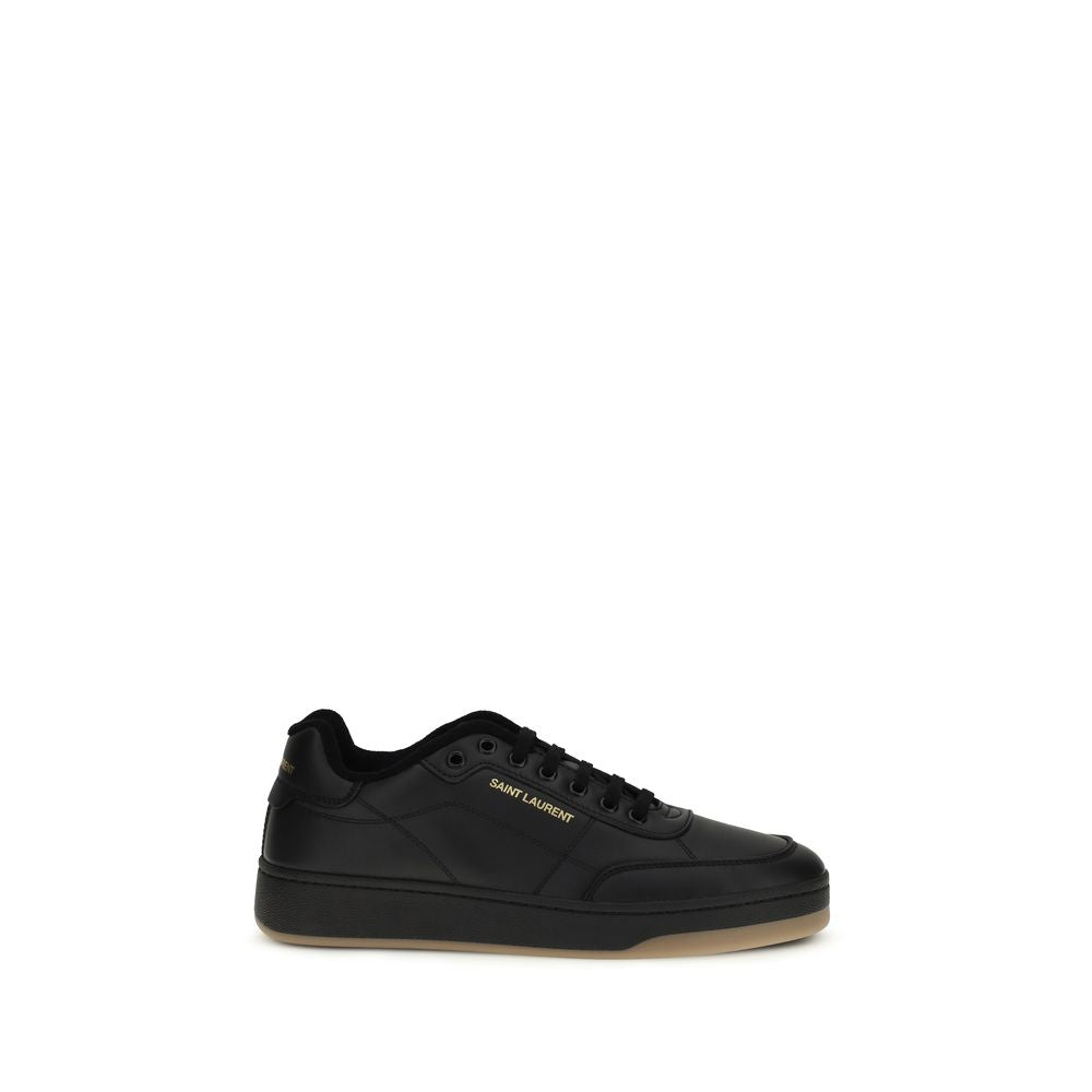 Saint Laurent Schwarze Bos Taurus Kalbsleder Low-Top-Sneaker-1