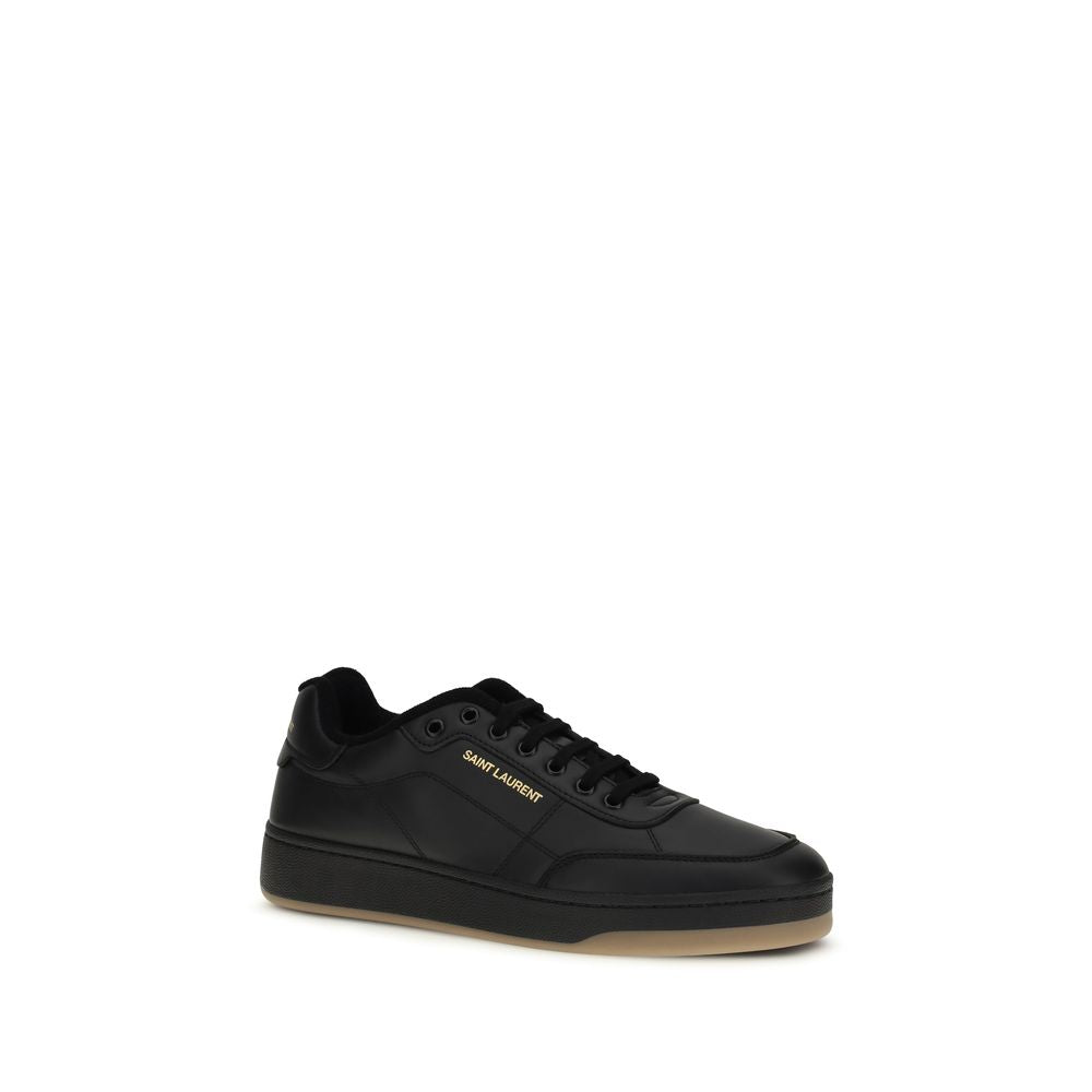 Saint Laurent Schwarze Bos Taurus Kalbsleder Low-Top-Sneaker-2