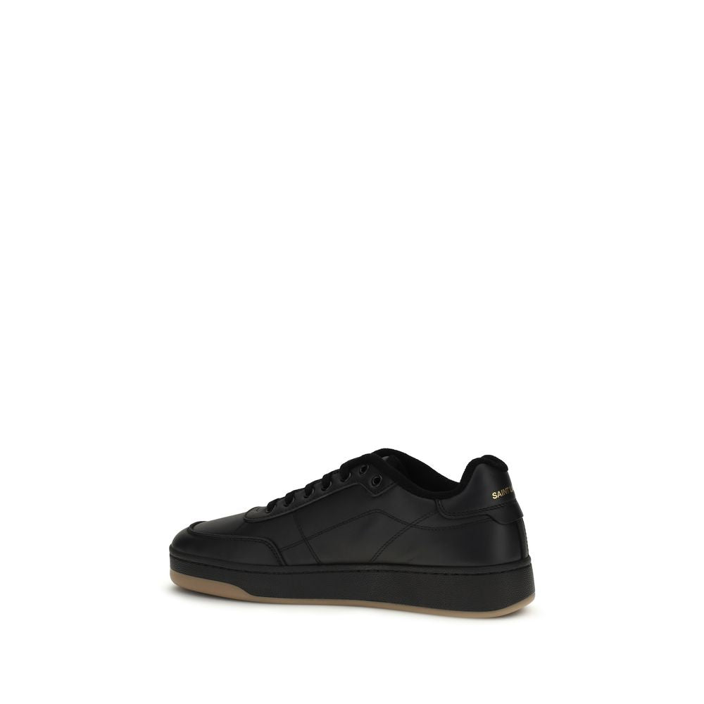 Saint Laurent Schwarze Bos Taurus Kalbsleder Low-Top-Sneaker-3
