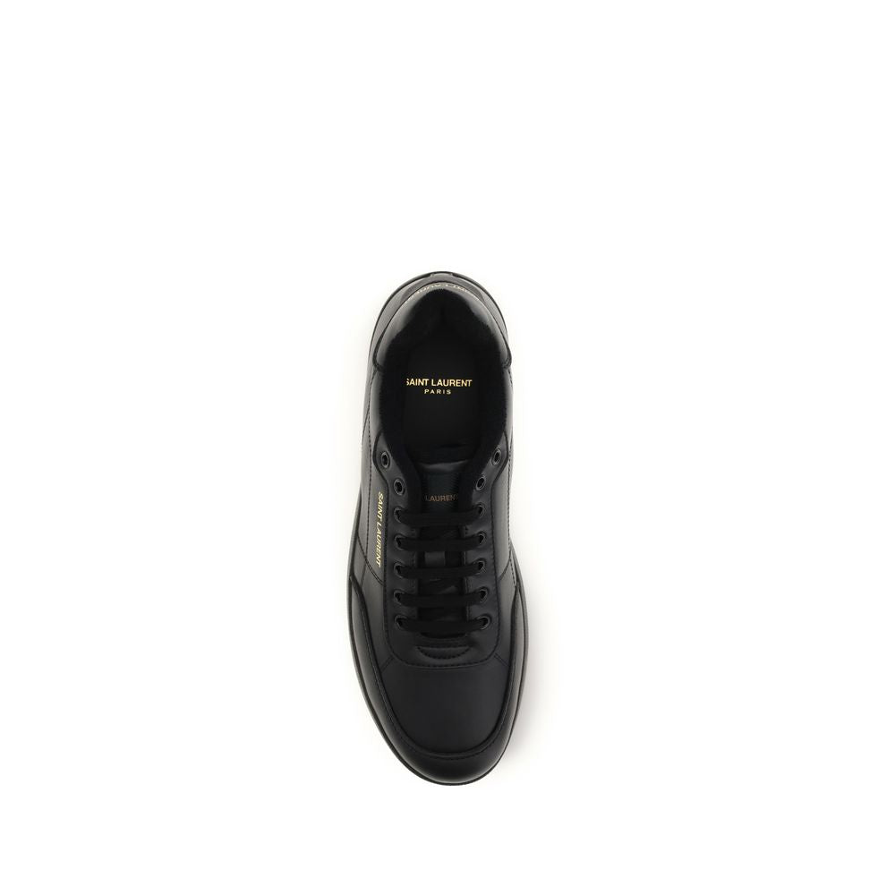 Saint Laurent Schwarze Bos Taurus Kalbsleder Low-Top-Sneaker-4