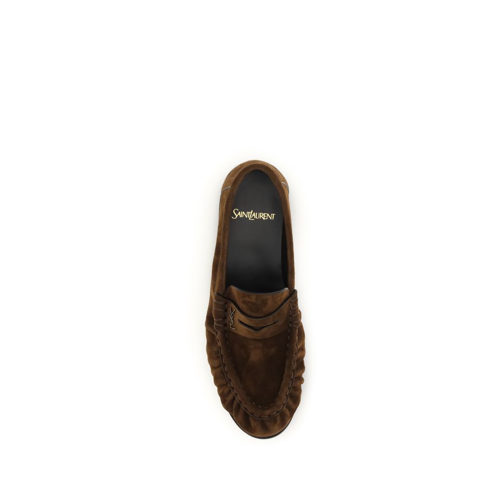 Saint Laurent Braune Kalbsleder Bos Taurus Loafer zum Hineinschlüpfen-4