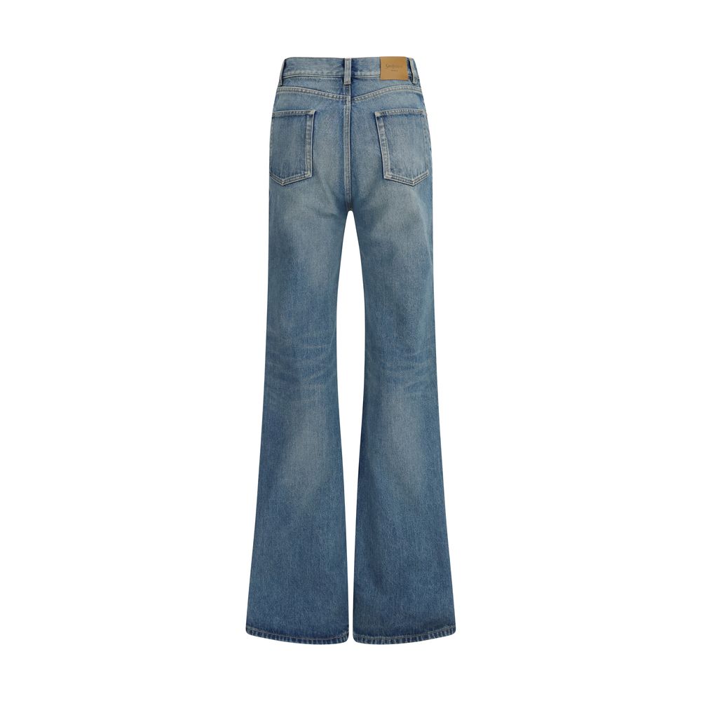 Saint Laurent Blaue Baumwoll-Jeans mit ausgestelltem Bein-2