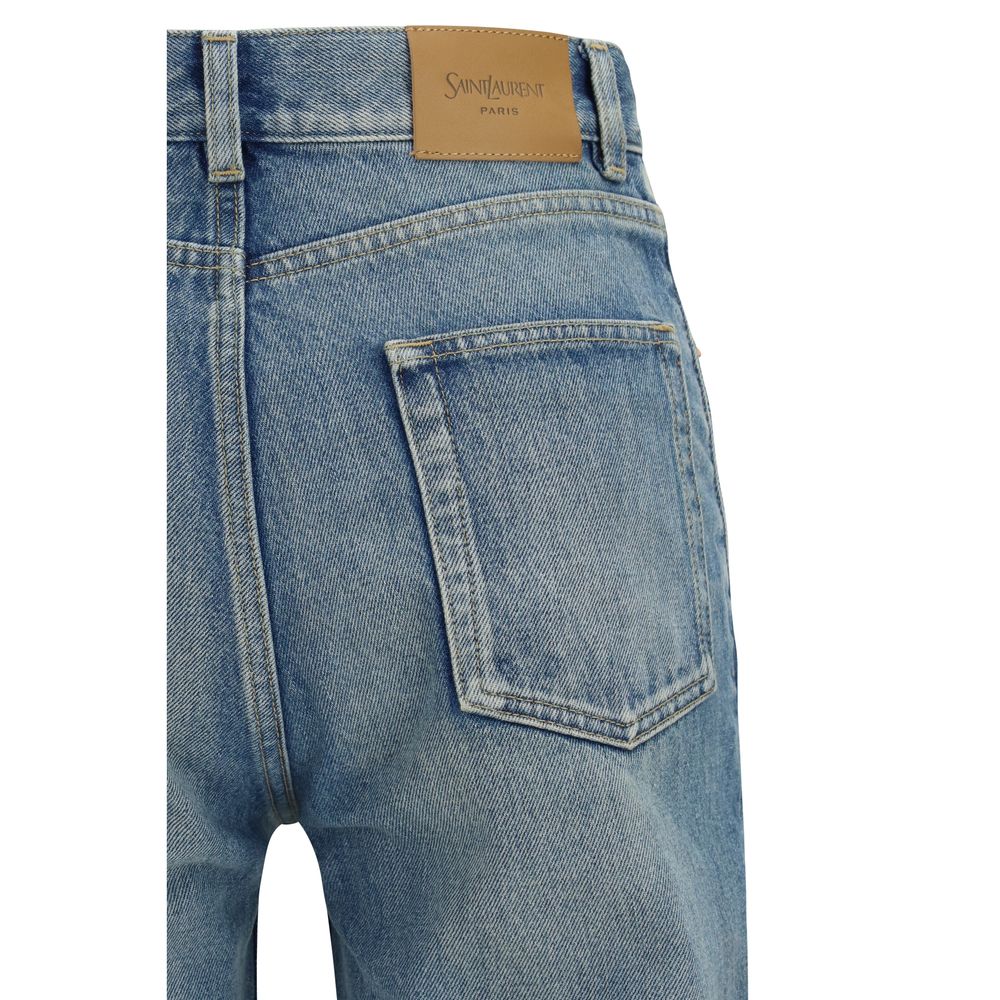Saint Laurent Blaue Baumwoll-Jeans mit ausgestelltem Bein-3