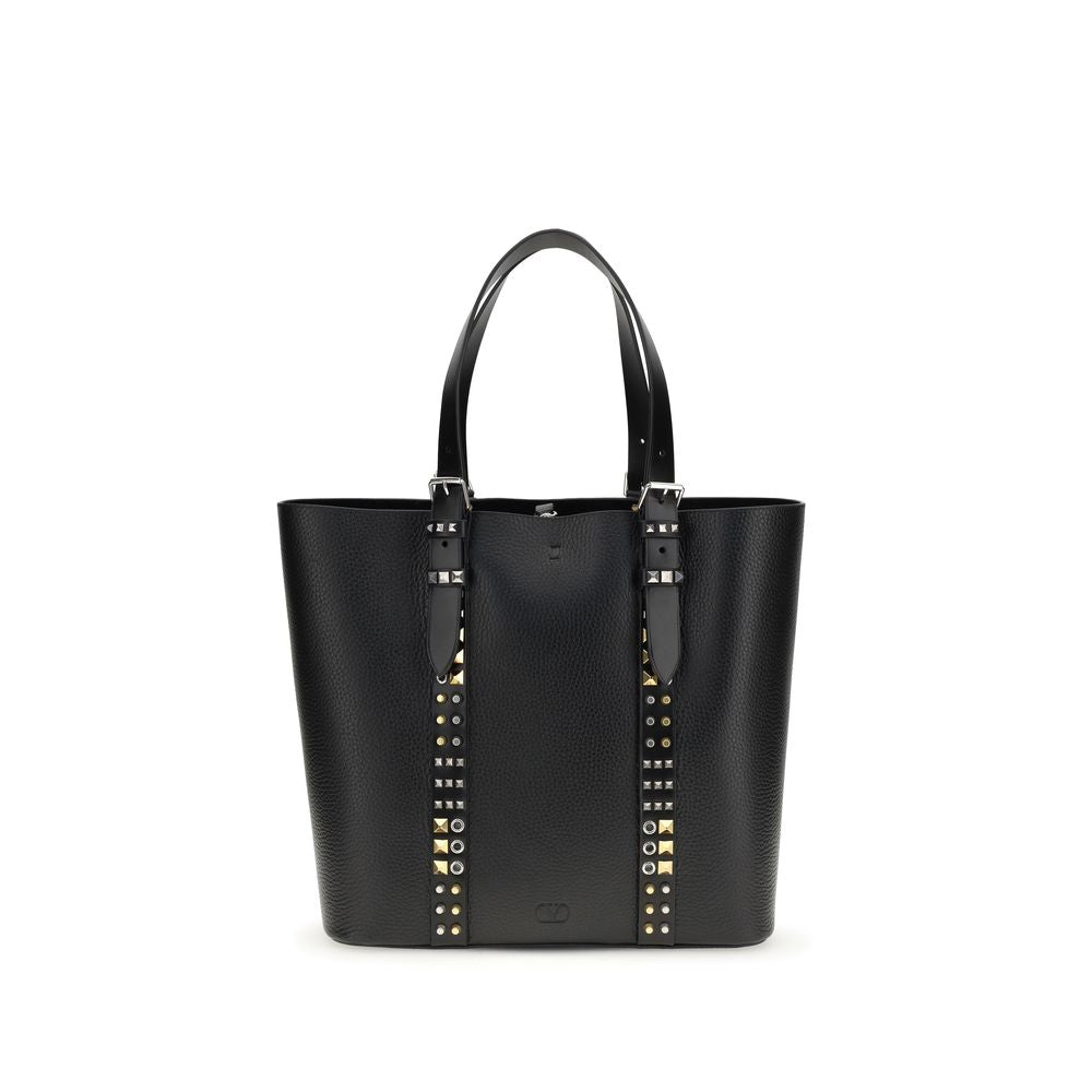 Valentino Garavani Schwarze Kalbsleder Bos Taurus Schultertasche-1