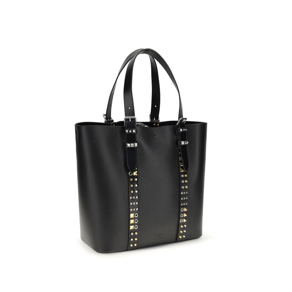 Valentino Garavani Schwarze Kalbsleder Bos Taurus Schultertasche-2