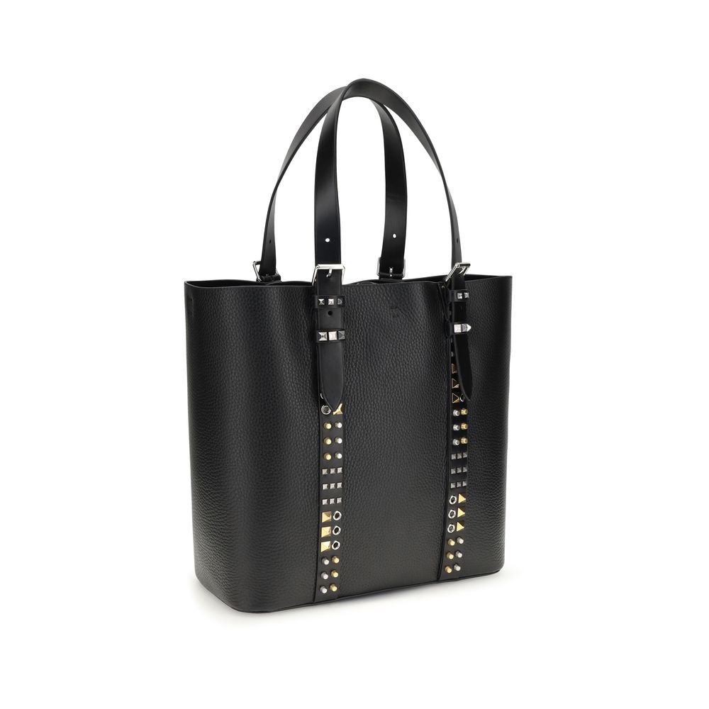 Valentino Garavani Schwarze Kalbsleder Bos Taurus Schultertasche-3