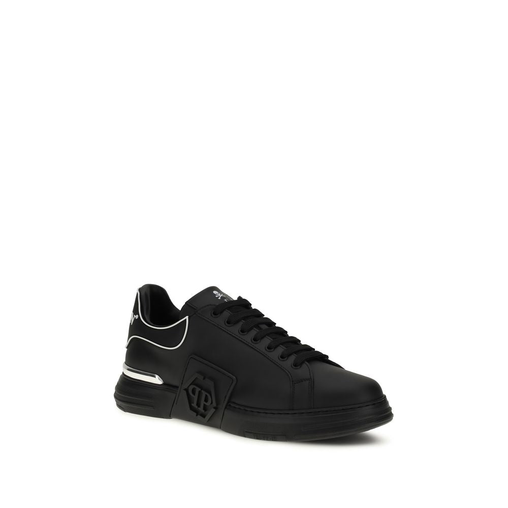 Philipp Plein Black Bos Taurus Calfskin Low-Top Sneakers-2
