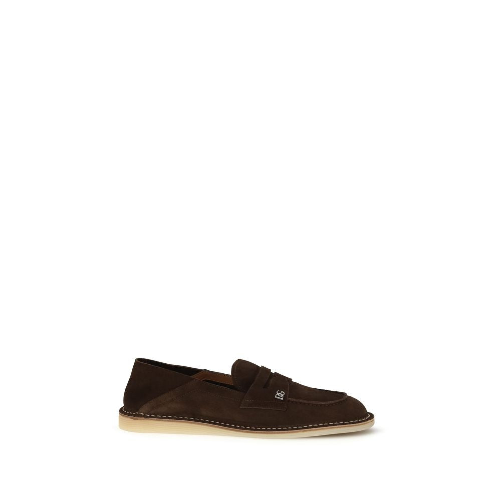 Dolce & Gabbana Brown Calfskin Bos Taurus Slip-On Loafers-1