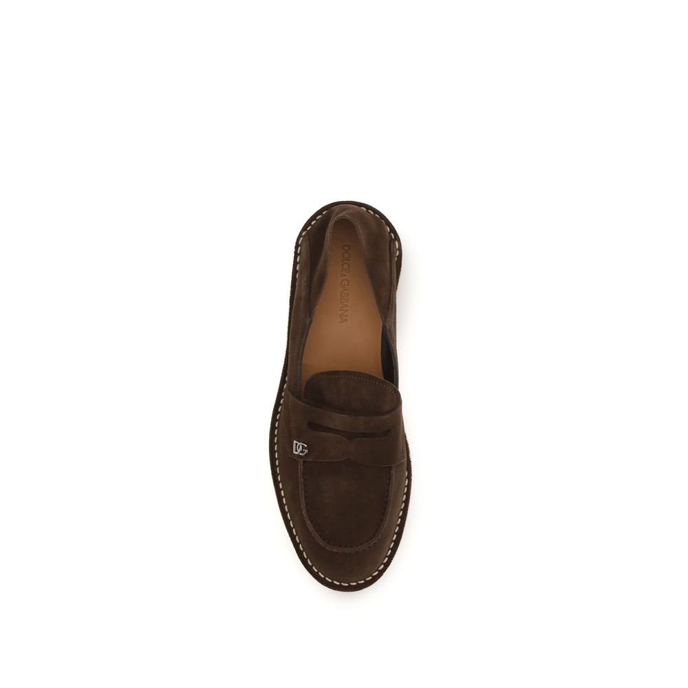 Dolce & Gabbana Brown Calfskin Bos Taurus Slip-On Loafers-4