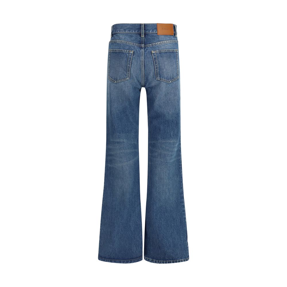Chloé Blaue Baumwoll-Jeans mit ausgestelltem Bein-2