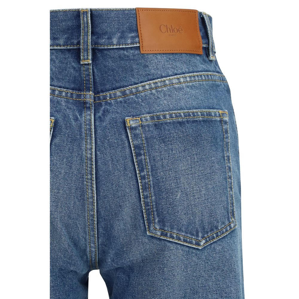 Chloé Blaue Baumwoll-Jeans mit ausgestelltem Bein-3