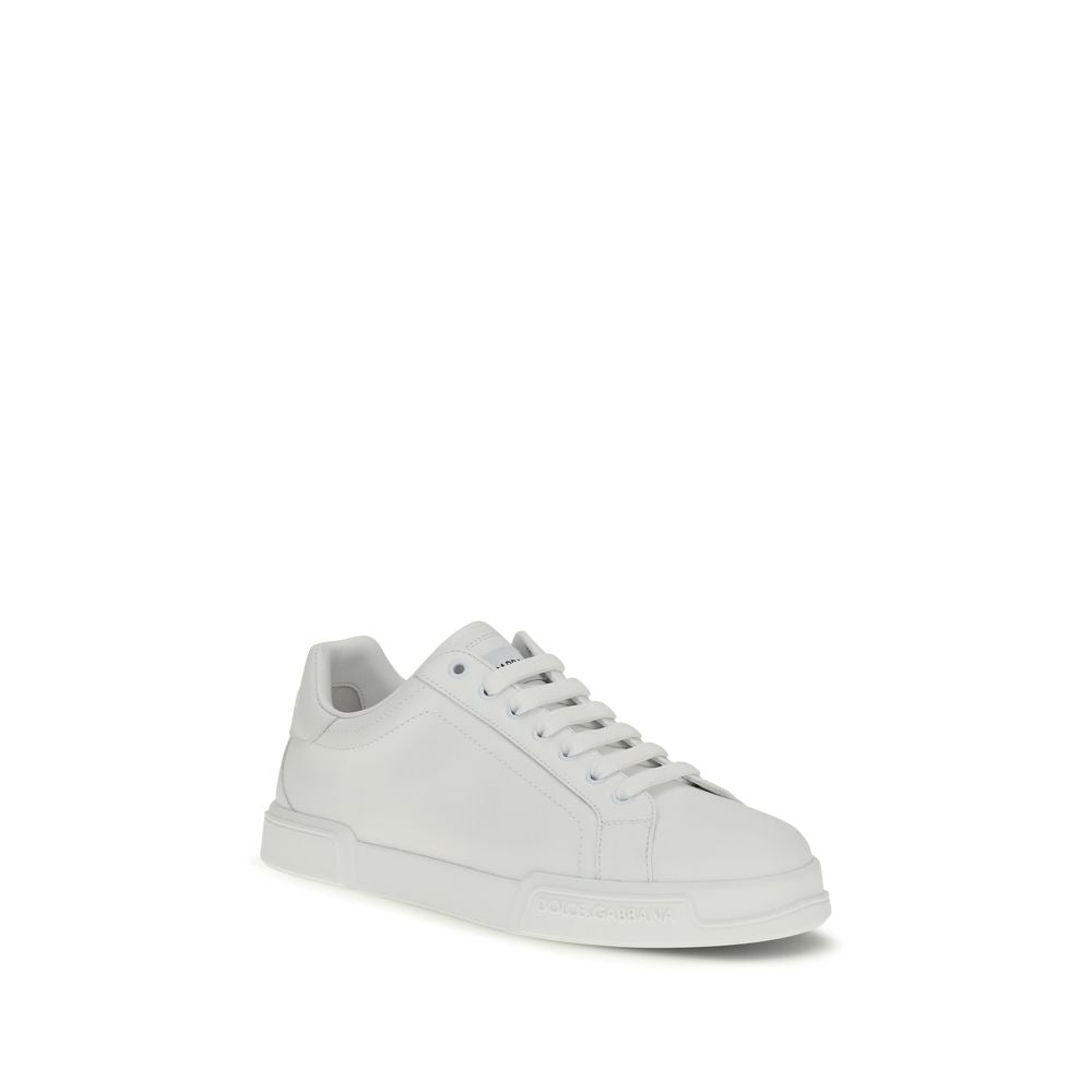 Dolce & Gabbana Weiße Low-Top-Sneaker aus Kalbsleder Bos Taurus-2