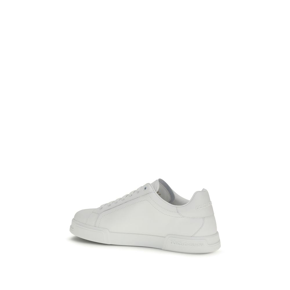 Dolce & Gabbana Weiße Low-Top-Sneaker aus Kalbsleder Bos Taurus-3