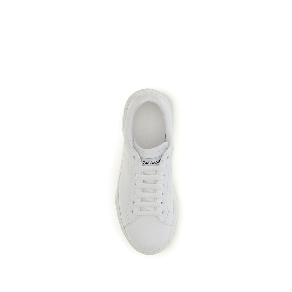 Dolce & Gabbana Weiße Low-Top-Sneaker aus Kalbsleder Bos Taurus-4