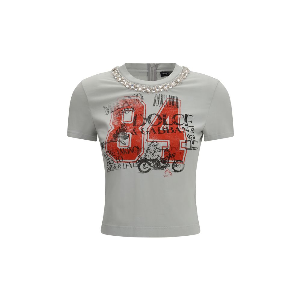 Dolce & Gabbana Graues Baumwoll-T-Shirt