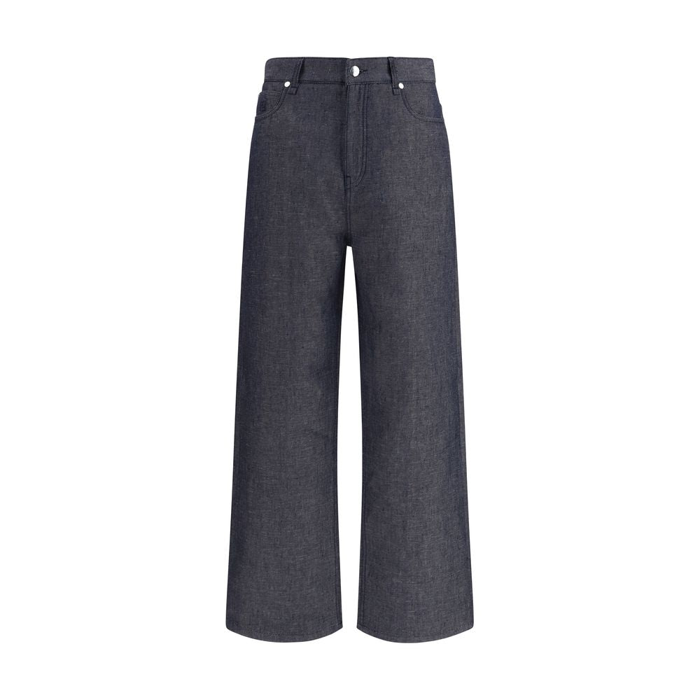 Fendi Blaue Jeans aus Leinen im Relaxed Fit