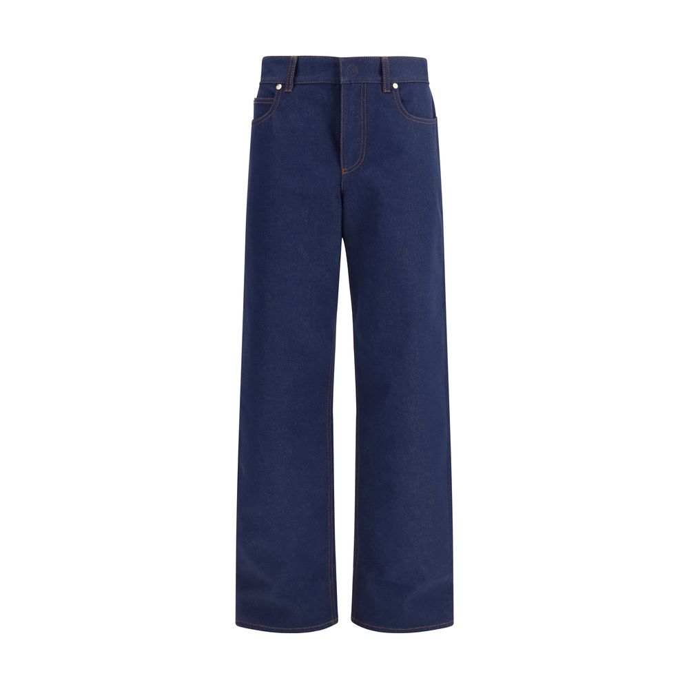 Fendi blue cotton jeans in a straight cut