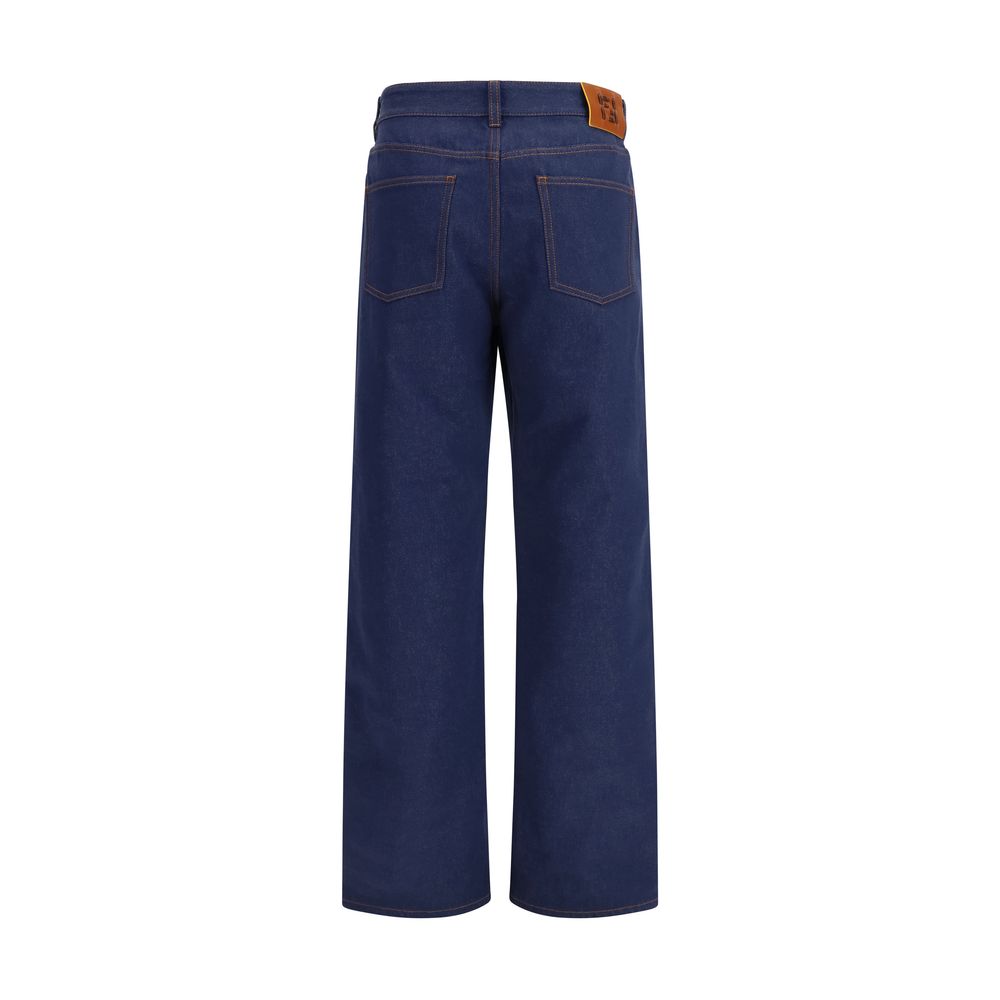 Fendi blue cotton jeans in a straight cut-2
