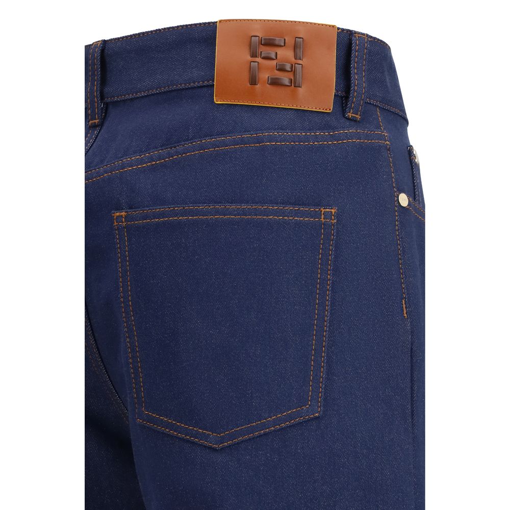 Fendi blue cotton jeans in a straight cut-3