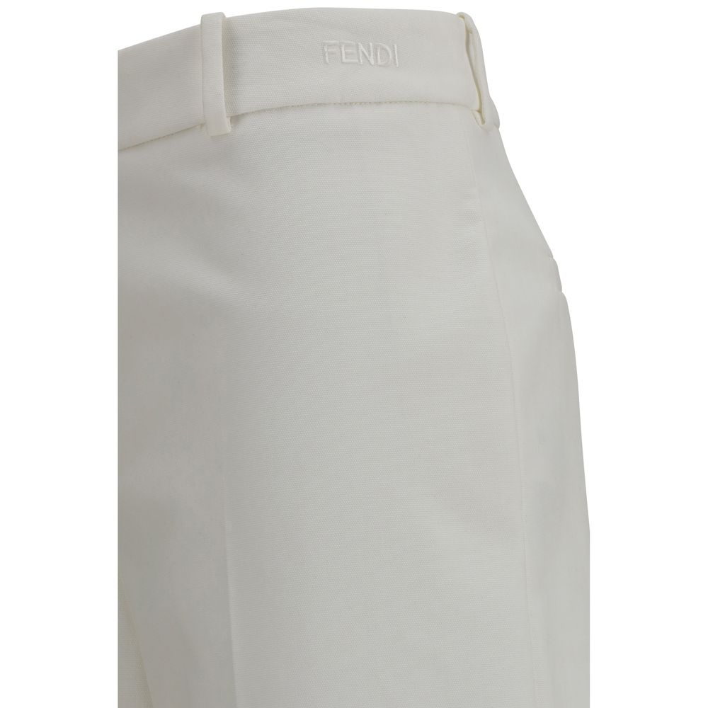 Fendi White Cotton Trousers-3