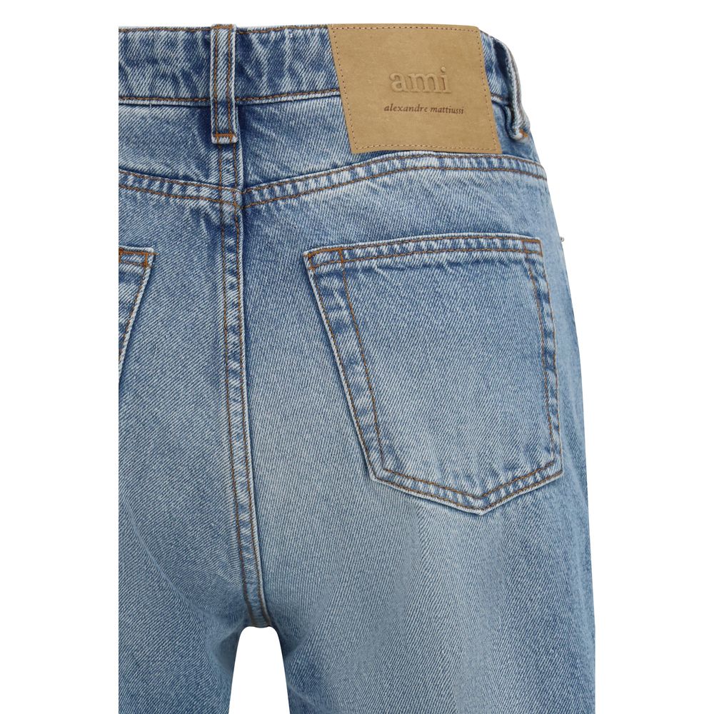 Ami Paris Blaue Baumwoll-Jeans mit ausgestelltem Bein-3