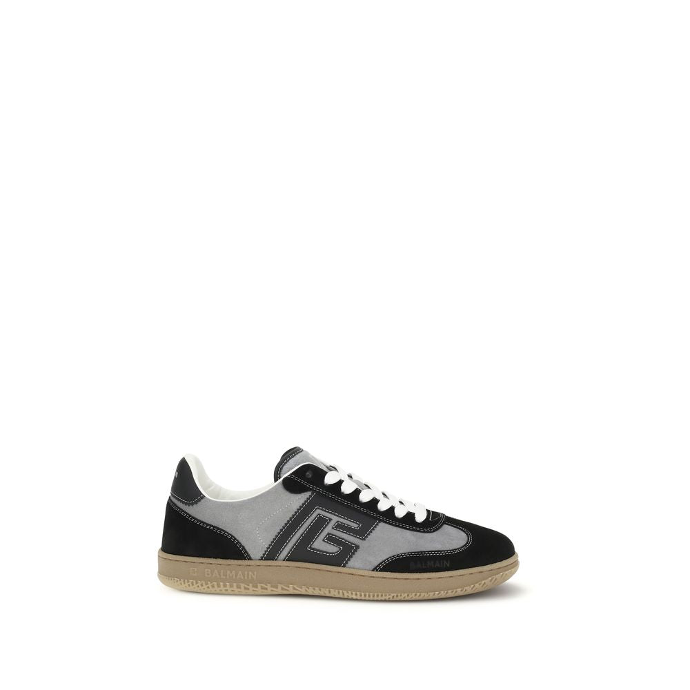 Balmain Gray Calfskin Bos Taurus Low Top Sneakers-1