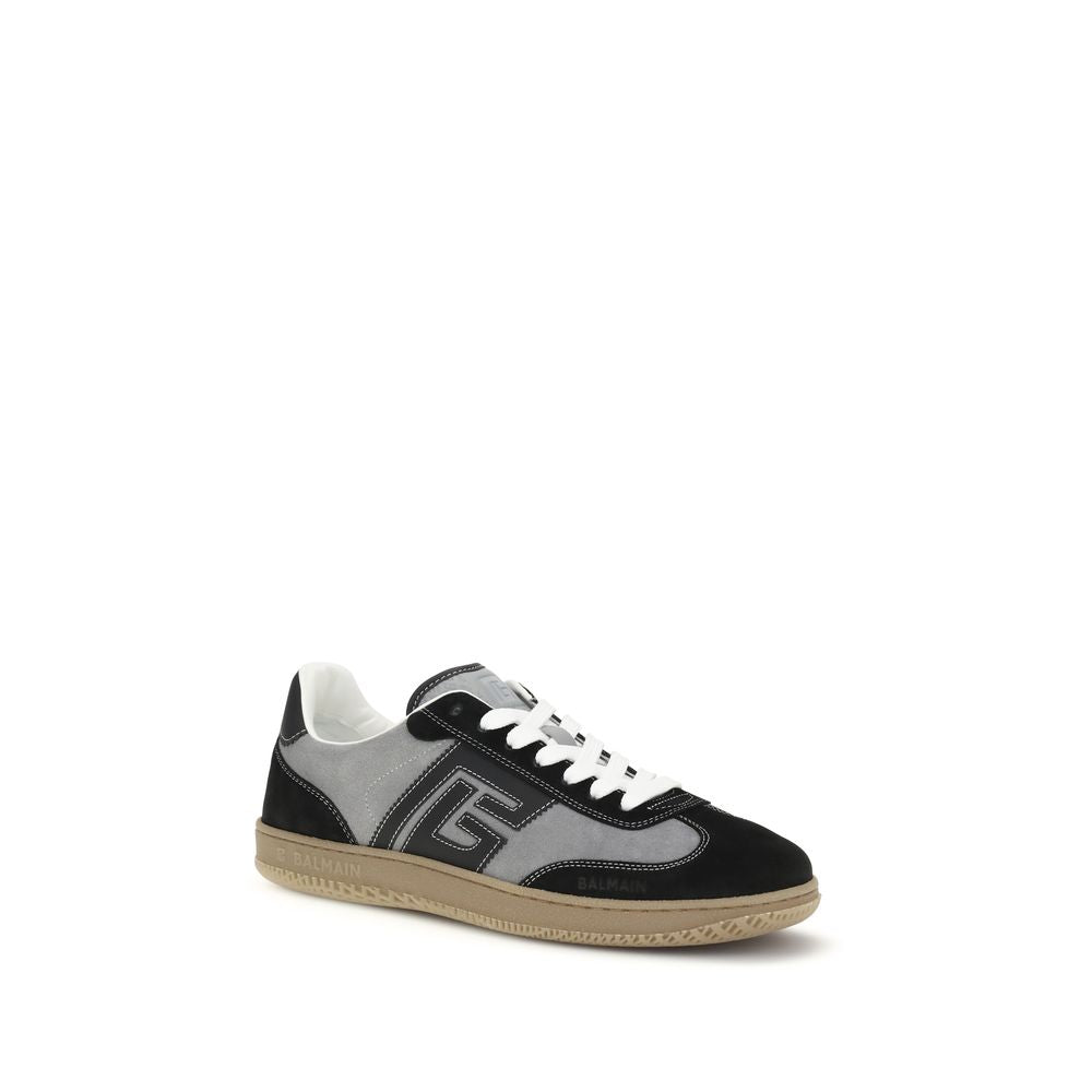 Balmain Gray Calfskin Bos Taurus Low Top Sneakers-2