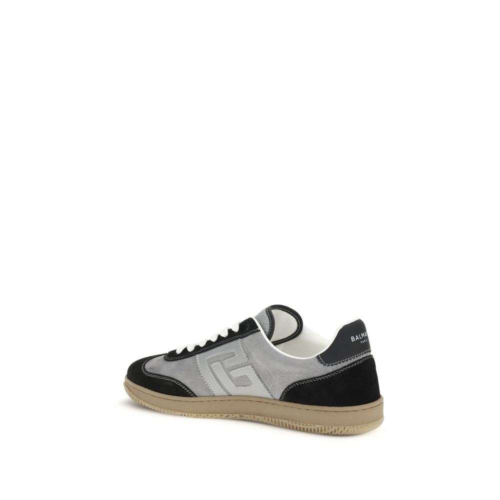 Balmain Gray Calfskin Bos Taurus Low Top Sneakers-3