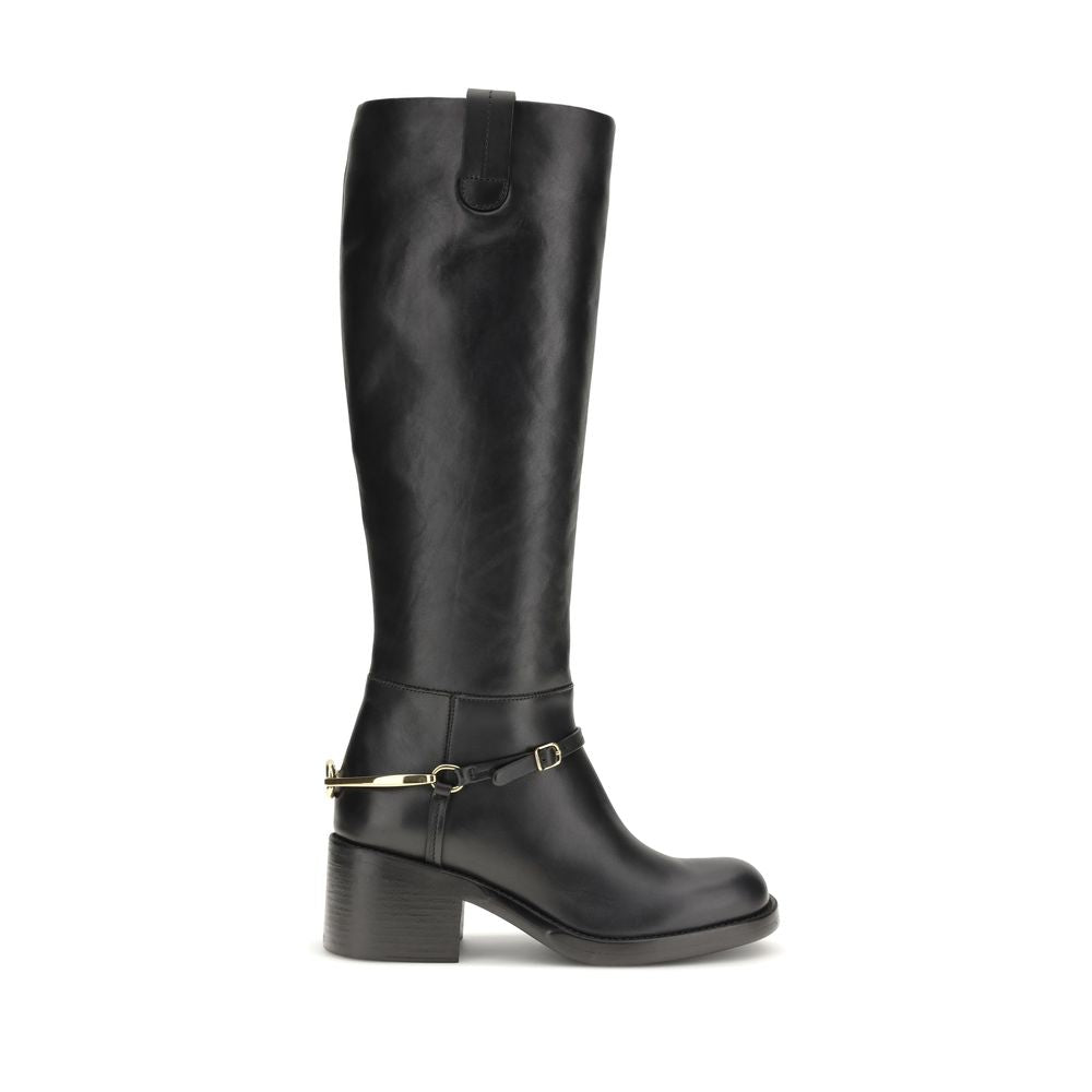 Chloé Schwarze Schnürstiefel aus Kalbsleder Bos Taurus-1