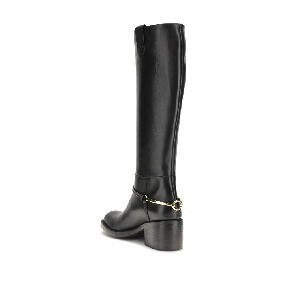 Chloé Schwarze Schnürstiefel aus Kalbsleder Bos Taurus-3