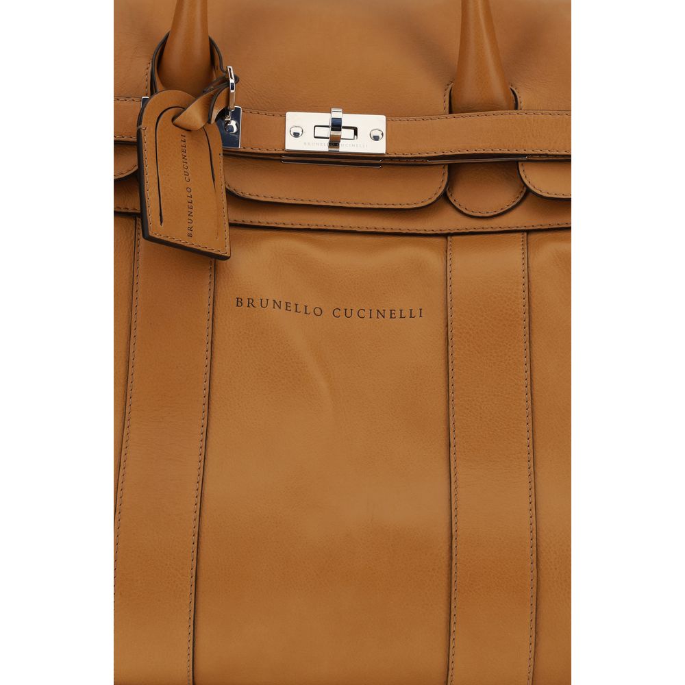 Brunello Cucinelli Braune Kalbsleder Bos Taurus Gepäck und Reise-4