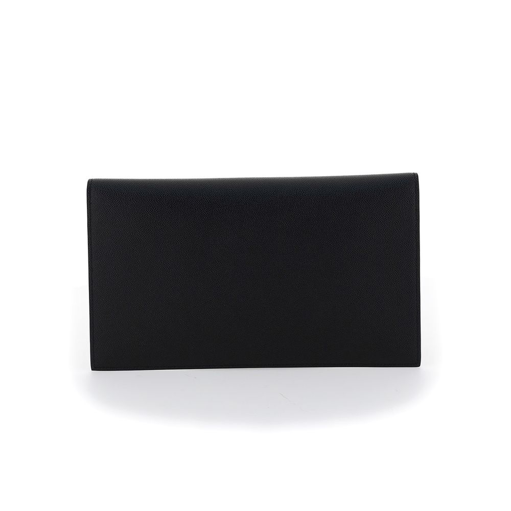 Saint Laurent Schwarze Bos Taurus Kalbsleder Clutch-2