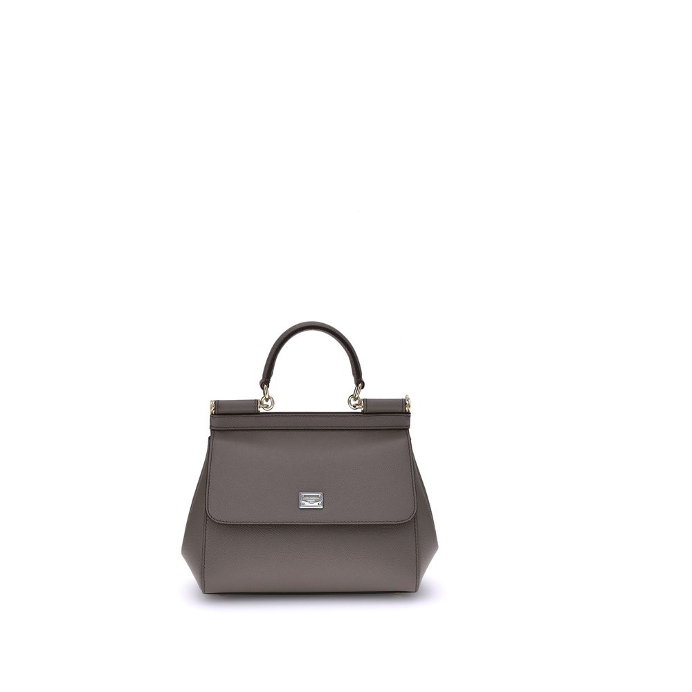 Dolce & Gabbana Graue Bos Taurus Kalbsleder Schultertasche-1