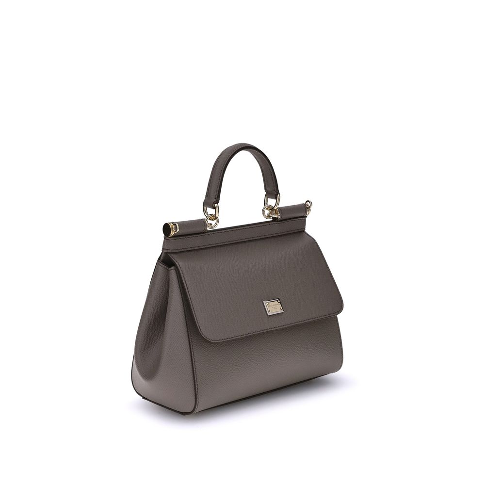 Dolce & Gabbana Graue Bos Taurus Kalbsleder Schultertasche-2