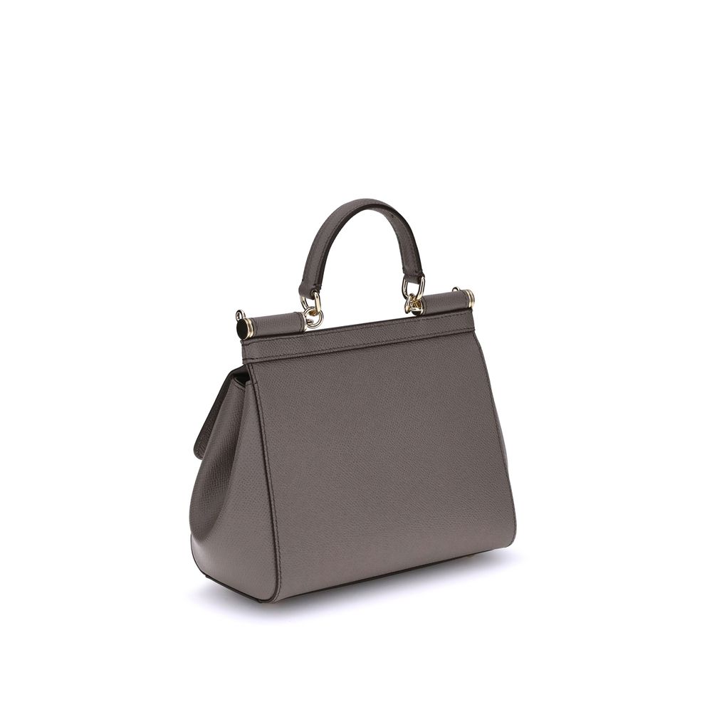 Dolce & Gabbana Graue Bos Taurus Kalbsleder Schultertasche-3