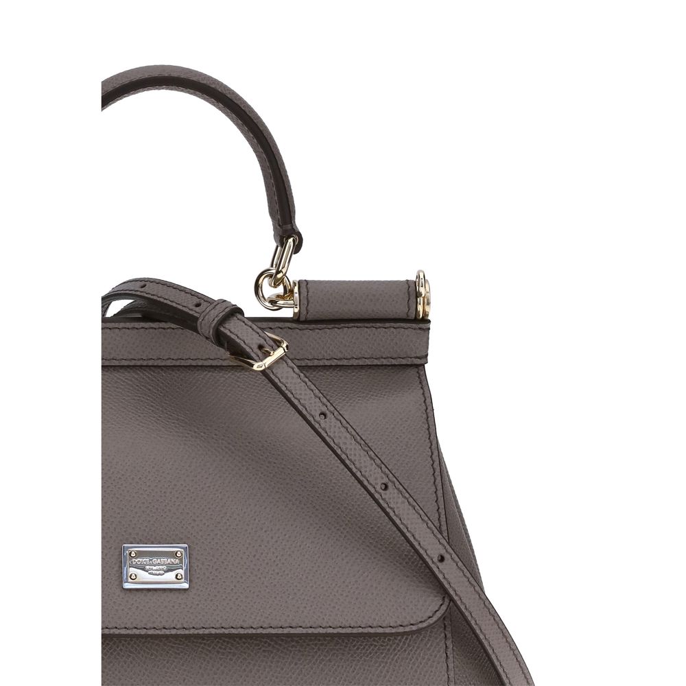 Dolce & Gabbana Graue Bos Taurus Kalbsleder Schultertasche-4