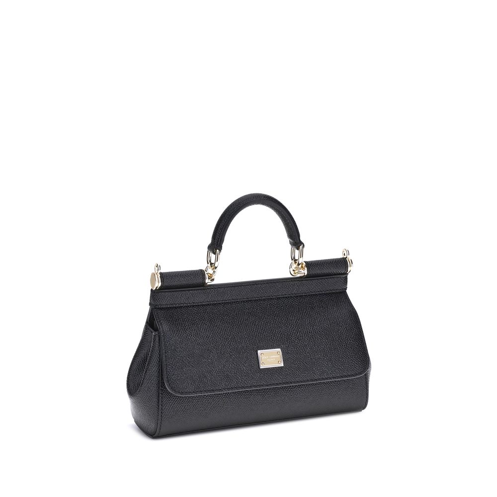 Dolce & Gabbana Schwarze Bos Taurus Kalbsleder Schultertasche-2
