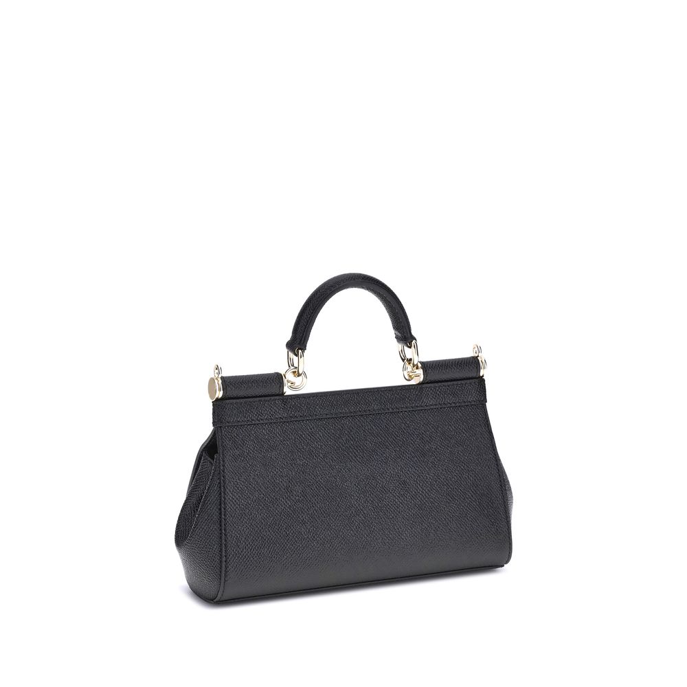 Dolce & Gabbana Schwarze Bos Taurus Kalbsleder Schultertasche-3
