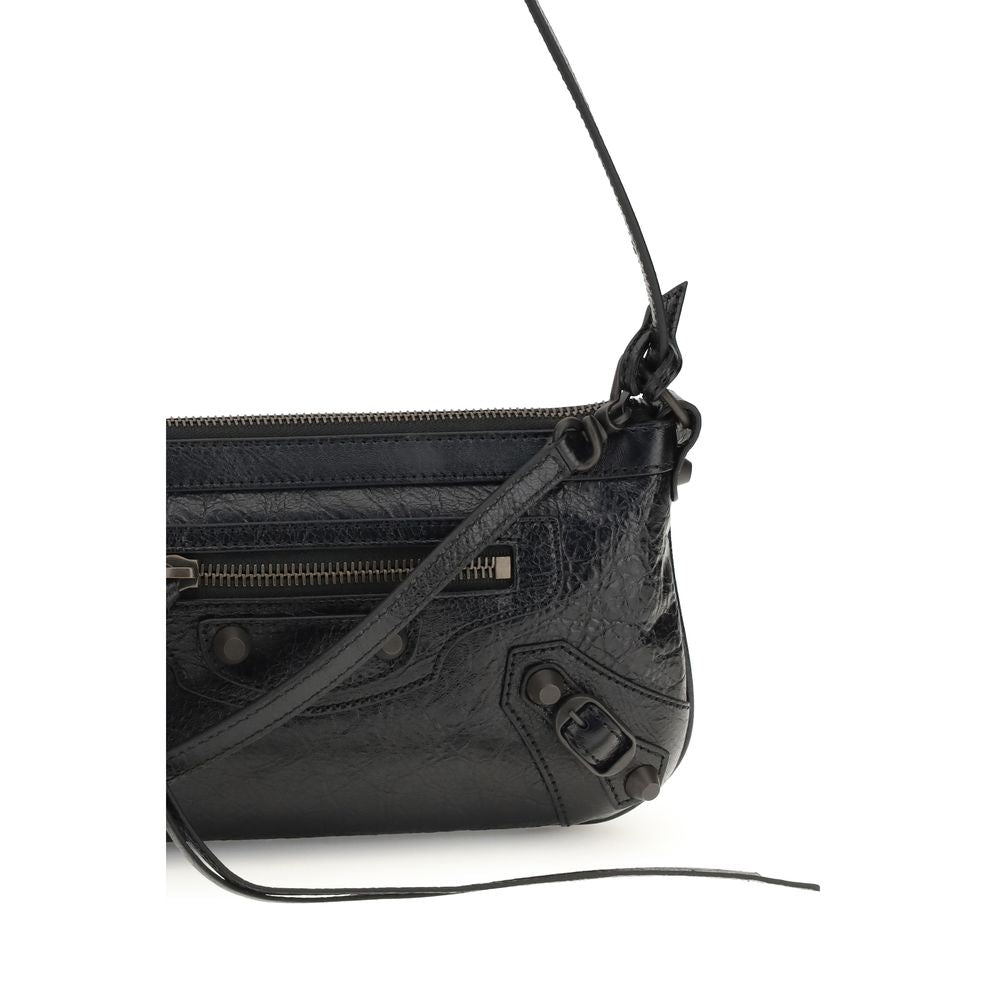Balenciaga Schwarze Lammleder Schultertasche Ovis Aries Aries-4